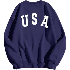 Owekoalfl Women's Oversized USA Graphic Sweatshirt Sweater - Crewneck Long Sleeve Casual Pullover Top