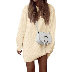 PRETTYGARDEN Women's Winter Long Sleeve Short Sweater Dress Chunky Ribbed Knit Tunic Pullover Oversized Fall Sweaters