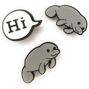 WorkedLikeACharm 3pcs Manatees Saying Hi Shoe Charms Decoration Gift