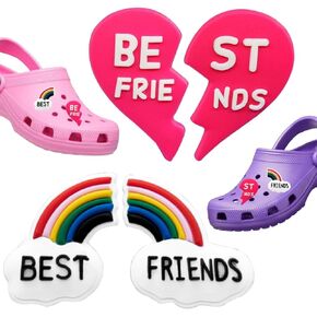 4PCS best friends croc charms, shoe charms, cute shoe decoration charms gift for girls, teens & friends