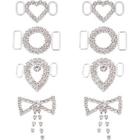 8 Pcs 4 Styles Rhinestone Shoelace Charms, Alloy Shoes Accessory Metal Decorative Removable Shoe Lace Decoration Rhinestone Shoelace Buckle for Casual Shoes Sneakers Boots