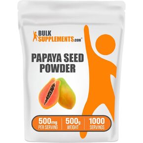 BulkSupplements.com Papaya Seed Powder - from Carica Papaya Seeds, Papaya Powder - Papaya Digestive Support, Gluten Free, 500mg per Serving, 500g (1.1 lbs)