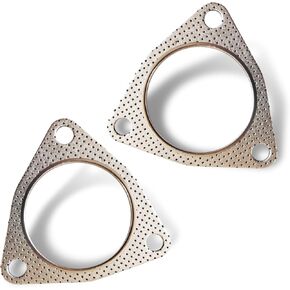 Exhaust Gasket Set, 2.5" 3-Bolt Exhaust Flange Gasket, Multifunctional Car Accessories Converter Gasket, Exhaust Pipe Gasket with High Sealing (Silver)