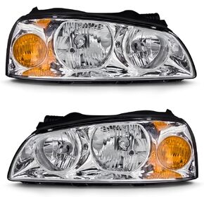 for 2004 2005 2006 Hyundai Elantra Headlight Assembly compatible with 04 05 06 Hyundai Elantra Clear Lens Chrome Housing Amber Reflector Headlamp Replacement Left and Right Pair