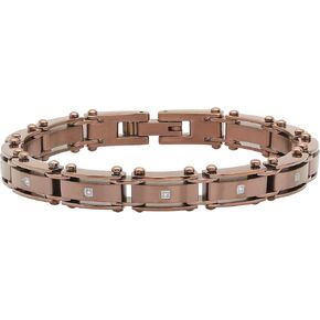 Men's Stainless Steel Link Bracelet Brown Finish Fashion Accessory