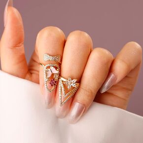 CZ Zircon 18K Gold Plated Triangle Style Fingernail Protecting Decoration Jewelry Nail Cap for Women Girls Maincure