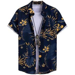Hawaiian Shirt for Men, Short Sleeve Floral Tropical Beach Shirt Summer Vacation