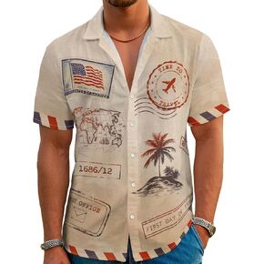 Hawaiian Shirts for Men Summer Beach Casual Short Sleeve Button Down Shirts Novelty Print Tropical Beach Shirts