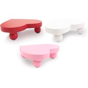 Heart Risers Valentine's Day Tiered Tray Decors Love Day Mini Risers Pink White Red Farmhouse Home Decor, 3 PCS