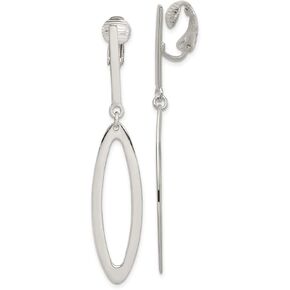 Solid 925 Sterling Silver Non-Pierced Oval Dangle Clip Earrings in Kuwait
