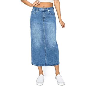 WAX JEAN Womens Juniors High Waist Back Slit Midi Cargo Skirt
