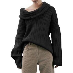 Saodimallsu Womens Off The Shoulder Sweater Top Oversized 2024 Fall Batwing Boat Neck Knit Sexy Casual Pullover