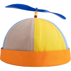 Framendino, Funny Propeller Hat Rainbow Adjustable Helicopter Bamboo Dragonflies Cap Orange