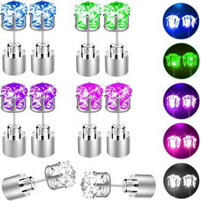Bright Stylish Glow Earrings, Light Up Stud Earrings, LED Earrings for Men, Led Stud Earrings, Glowing Light Up Earrings for Women, Diamond Crown Ear Drop Pendant Stud Stainless