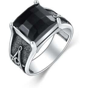 Black Onyx Masonic Rings for Men 925 Sterling Silver Freemason Ring Mason Master Ring Masonic Jewelry Gifts for Men