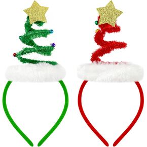 2 Pack Springy Christmas Tree Headband for Women Kids Adult