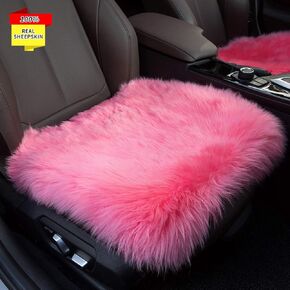 Winter Warmth: Universal Sheepskin Seat Cushion Cover - Natural Wool, for Cars, Trucks, SUVs & Vans - Cozy & Stylish Driving Companion Front Black