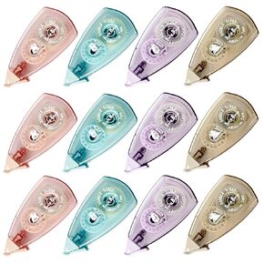 Total 4pcs Triangle Double Sided Adhesive Tape Roller Scrapbooking Tape, Acid Free & Archival-Safe, Permanent Double-Sided Adhesive Tape Dispenser Runner for Crafts 5mx8mm (Multicolored)