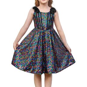 GRACE KARIN Girls Sequin Dress Formal Party Fancy Gold Special Occasion Sparkly Sleeveless Size 6-12
