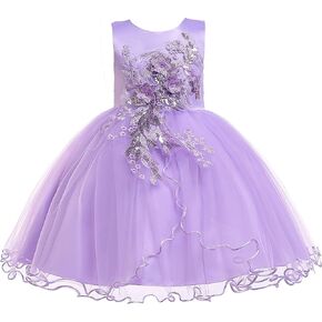 Weileenice Flower Girls Lace Bridesmaid Dress Kids Princess Wedding Prom Pageant Birthday Party Tutu Tulle Dresses