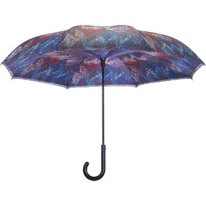 Galleria Reverse Close Stick Umbrella Holly Hill Marbling art on both sides.