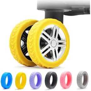 8 Pack Luggage Wheel Covers Silicone Silent luggage wheel suitcase wheel covers protector covers Cover for Carry-on Luggage with Spinner luggage compartment wheel protection cover (yellow)