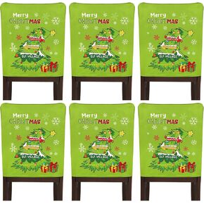 6 قطع من أغطية كراسي عيد الميلاد من Moukeren، أغطية كرسي غرفة الطعام الخضراء لعيد الميلاد، أغطية خلفية قابلة للإزالة وقابلة للغسل، مجموعة أغطية خلفية للكرسي لعيد الميلاد والفندق وديكور المطبخ in Kuwait