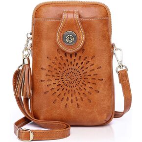 APHISON Small Crossbody Bags for Women, Lightweight Vegan Leather Cell Phone Purse, Cute Purses with Tassels