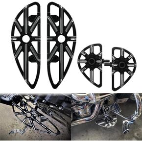Motorcycle Driver Passenger Footboards Front Rear Foot Pegs Hollow Floorboard Fit For Harley Touring Road Glide Electra Glide Street Glide Softail Dyna Black