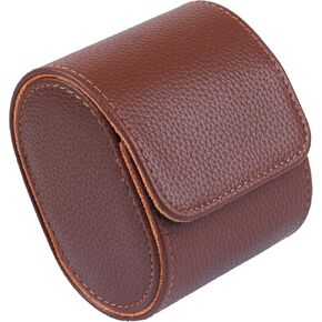 GLOREIEY Watch Roll Travel Case for Men and Women Leather,With Suede Lining Watch Display Box Secure Storage With Innovative Removable Pillows Perfect for Storing Watch (1 Slot Brown Style-F)