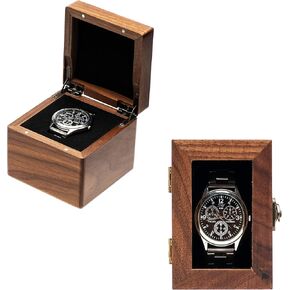 2 Pack Single Walnut Wooden Watch Box Watch Storage Travel Case