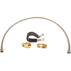 GlowShift Sensor Relocation Hose Kit for Oil & Fuel Pressure Sensors - Includes 3' Fuel Rated Steel Braided Hose, (2) -4 AN Fittings with Male & Female 1/8-27 Threads & 3/4" Cushion Clamp