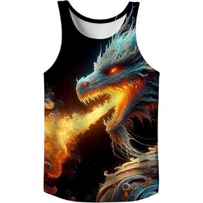 Men's 3D Graphic Rave Tank Tops, Sleeveless Quick Dry Workout Shirts for Summer Vacation Sports Gym in Saudi Arabia