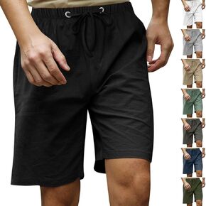 Plus Size Linen Shorts Mens Casual Shorts Lightweight Summer Beach Shorts Drawstring Shorts for Men