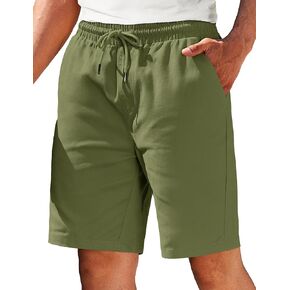 COOFANDY Mens Casual Elastic Waist Pull On Shorts Cotton Drawstring Relaxed Fit Summer Dress Shorts with Pockets