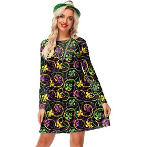 Deerose Women Mardi Gras Long Sleeve Valentine's Day Outfits with Pockets