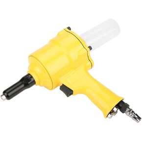 Hyuduo Air Rivet Gun, Pneumatic Riveter Pistol Type Grip Heavy Duty Rivet Gun Air Powered Riveting Tool 2.4-4.8mm Yellow for Decoration Automotive Container Electrical Instrumentation