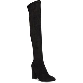 Wild Pair Womens Black Stretch Comfort Arch Support Slip Resistant Bravy Pointed Toe Block Heel Zip-Up Dress Boots 11 M