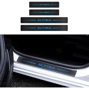 MAXDOOL 4Pcs Door Sill Protector Reflective 4D Carbon Fiber Leather Sticker Door Entry Guard Stickers for Nissan Altima (White)