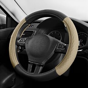 Skechers Steering Wheel Cover,Leather Steering Wheel Cover Hexcomb Design Embedded TPE Steering Wheel Universal Fit 14" 1/2-15" Car Wheel Protector for Men Women Fit Suvs,Vans,Sedans,Car,Trucks,Black