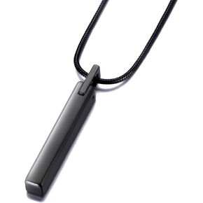 MOO&LEE Men's Tungsten Steel Bar Pendant Necklace with 22 Inches Stainless Steel Snake Chain