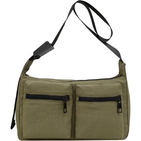 Nylon Crossbody Messenger Bag for Women, Casual Shoulder Bag Hobo Tote Bag with Multiple Pockets for Work College Daily