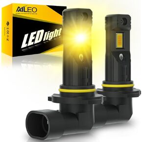 مصابيح الضباب AILEO PSX24W/ 2504/12276 LED أو DRL، 3000K أصفر كهرماني مطور 16 قطعة تصميم شرائح CSP LED، أكثر سطوعًا بنسبة 500% من الهالوجين، قابس وتشغيل بدون قطبية قطعتان