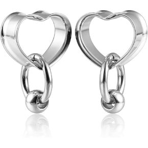 1 pair Ear Gauges with 1 ring+1 ball Hypoallergenic 316 earrings weight Stainless Steel Ear Stretchers Plus Tunnels (0G-1") 8mm-25mm 00G Body Piercing Jewelry