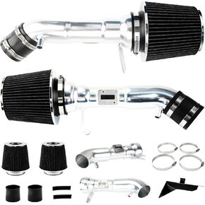 Cold Air Intake Kit, Aluminum Polished Car Air Intake Pipe Kit for G37 3.7L V6, Black
