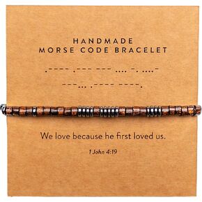 ARK & BAY Morse Code Bracelet | Handmade Custom Morse Code Bracelets For Women, Men | Christian Bracelet, Religious Bracelet, Catholic Bracelet, Christian Gift