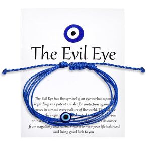 Handmade Evil Eye Colorful Adjustable Braided Thread String Bracelet Friendship Couple Sideways Lightweight Rope Amulet Turkish Lucky Protection Jewerly for Women Men