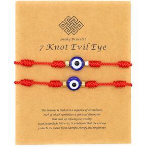 Evil Eye 7 Knot Lucky Bracelets Adjustable Red String Amulet for Women Men in Kuwait