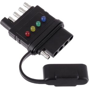 5-Way Male and Female Flat Trailer Wiring Tester Double End Design 5 Pin Trailer Light Tester for Turn Signal Brake Tail Lights Trouble Shooter with Bright Indicators