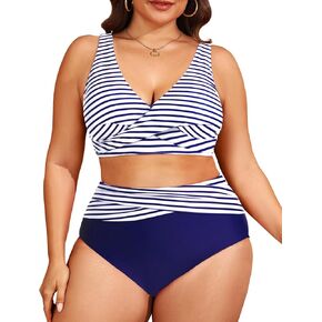 Tempt Me Plus Size Two Piece Bikini - Women High Waisted Swimsuits Bathing Suit Swimwear